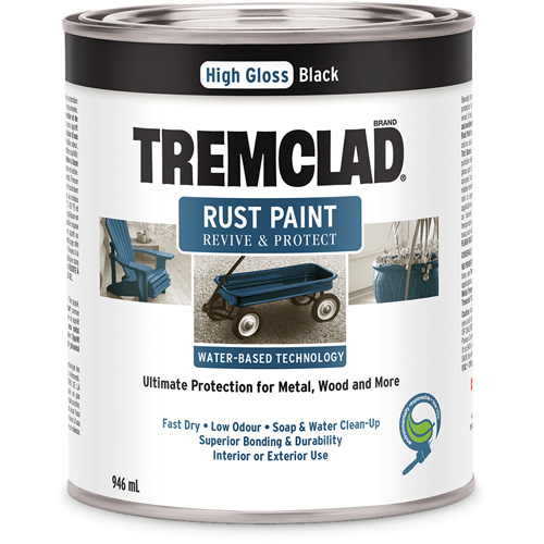Peinture antirouille &agrave; base d'eau Tremclad, 946 ml, Canette, Noir Ontario Packaging