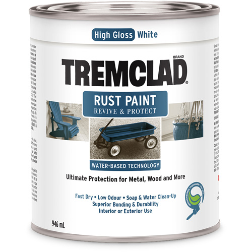 Tremclad&reg; Water-Based Rust Paint, 946 ml, Can, White Ontario Packaging