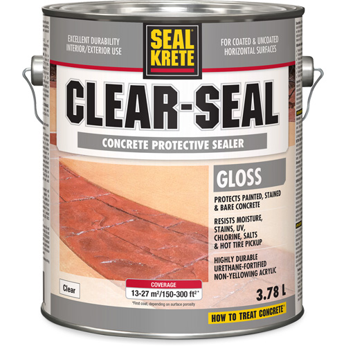Seal-Krete&reg; Protective Sealer, 3.78 L, Water-Based, Gloss, Clear Ontario Packaging