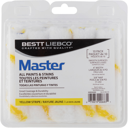 Mini rouleaux &agrave; bande jaune Stripe, Nap 10 mm (3/8"), 101,6 mm (4") l Ontario Packaging
