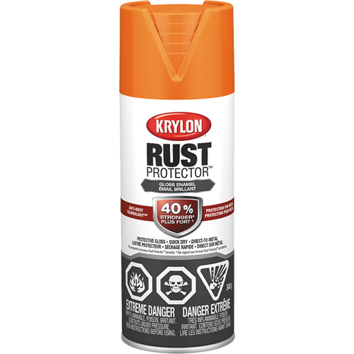 Rust Protector&reg; Enamel Paint, Orange, Gloss, 12 oz., Aerosol Can Ontario Packaging