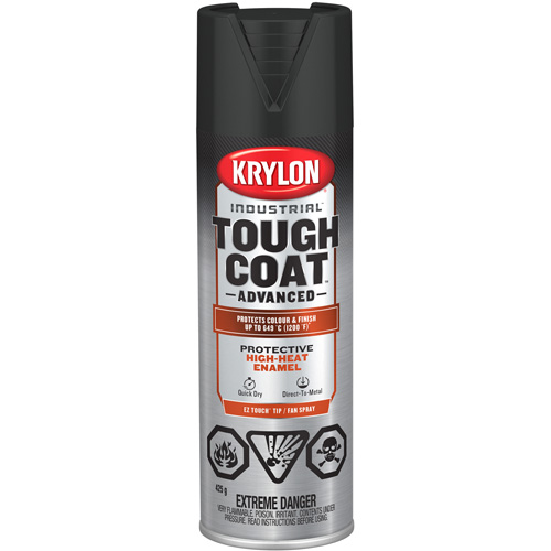 Industrial Tough Coat&reg; Advanced High Heat Paint, High-Heat Black, Flat, 425 g, Aerosol Can Ontario Packaging