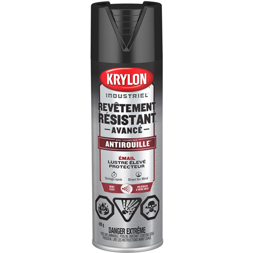 Peinture Tough Coat avec technologie Rust Barrier, Noir, Tr&egrave;s brillant, 425 g, Canette a&eacute;rosol Ontario Packaging