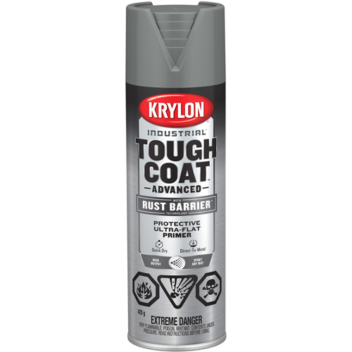 Peinture Tough Coat avec technologie Rust Barrier, Appr&ecirc;t gris, Ultra-mat, 425 g, Canette a&eacute;rosol Ontario Packaging