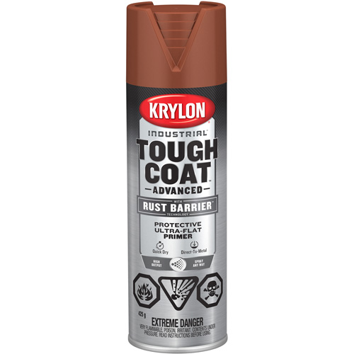 Peinture Tough Coat avec technologie Rust Barrier, Appr&ecirc;t oxyde rouge, Ultra-mat, 425 g, Canette a&eacute;rosol Ontario Packaging