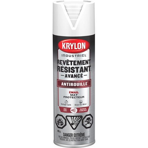 Peinture Tough Coat avec technologie Rust Barrier, Blanc, Plat, 425 g, Canette a&eacute;rosol Ontario Packaging