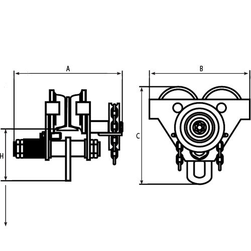 Adjustable Trolleys, 1000 lbs. (0.5 tons) Capacity, 2-11/16" - 5-1/4" Ontario Packaging