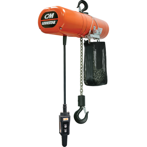 Lodestar Electric Chain Hoists, 10' Lift, 250 lbs. (0.125 tons) Capacity, 60 FPM Ontario Packaging