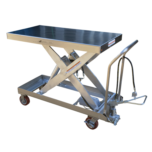 Pneumatic Hydraulic Scissor Lift Table, Stainless Steel, 47-1/2" L x 24" W, 2000 lbs. Cap. Ontario Packaging