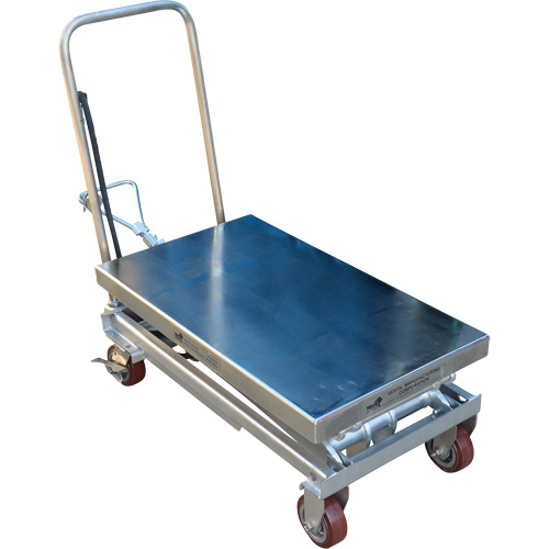 Pneumatic Hydraulic Scissor Lift Table, Stainless Steel, 35-1/2" L x 20" W, 800 lbs. Cap. Ontario Packaging