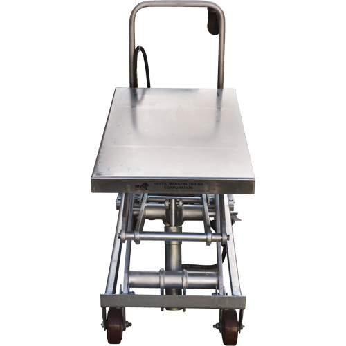 Pneumatic Hydraulic Scissor Lift Table, Stainless Steel, 35-1/2" L x 20" W, 800 lbs. Cap. Ontario Packaging