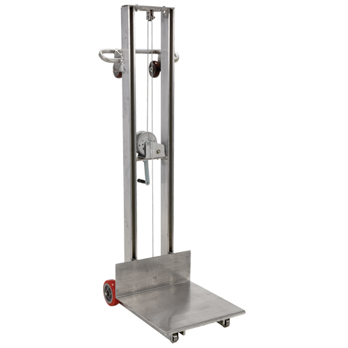 Empileur &agrave; plateforme, M&eacute;canisme Treuil manuel, Capacit&eacute; de 400 lb, Levage max de 58" Ontario Packaging