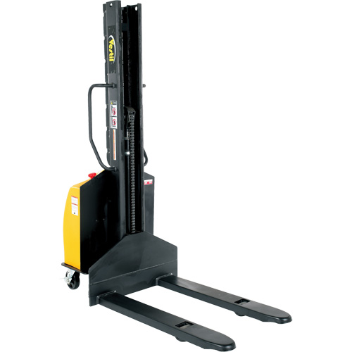Narrow Mast Powered Lift Stacker, Electric Operated, 1500 lbs. Capacity, 118" Max Lift Ontario Packaging