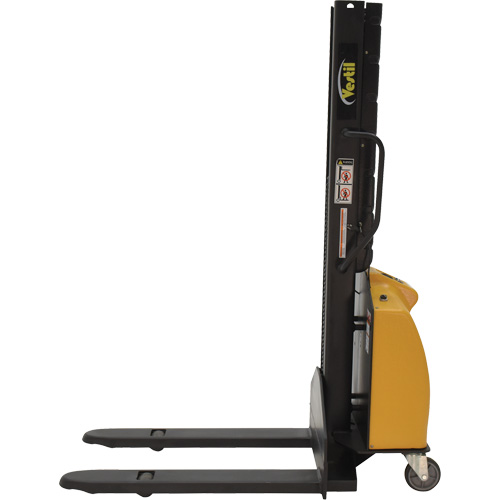 Narrow Mast Powered Lift Stacker, Electric Operated, 1000 lbs. Capacity, 63" Max Lift Ontario Packaging