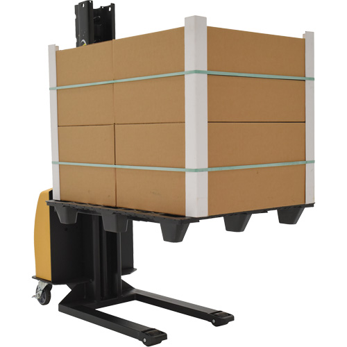 Narrow Mast Powered Lift Stacker, Electric Operated, 1000 lbs. Capacity, 63" Max Lift Ontario Packaging