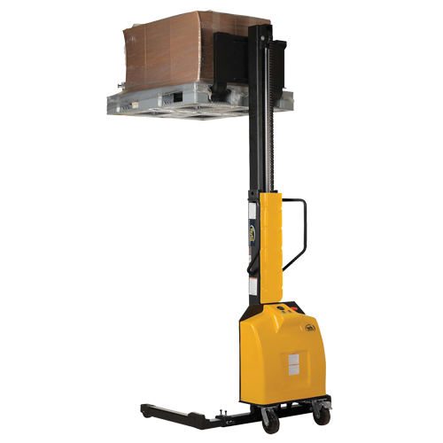 Narrow Mast Powered Lift Stacker, Electric Operated, 1500 lbs. Capacity, 98" Max Lift Ontario Packaging