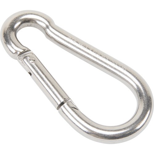 Stainless Steel Snap Hook, 770 lbs (0.385 tons) Working Load Limit, 3/8" Size, 5/8" Eye Ontario Packaging