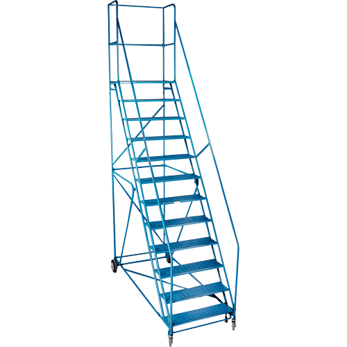 CSA-Certified Rolling Step Ladder with Locking Step, 12 Steps, 30" Step Width, 109" Platform Height, Steel Ontario Packaging