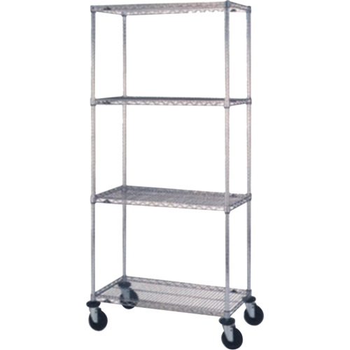 Wire Shelf Cart, Chrome Plated, 24" x 69" x 48", 800 lbs. Capacity Ontario Packaging