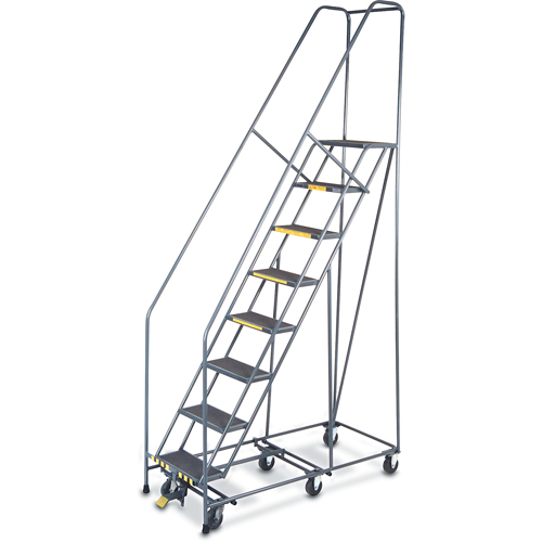 &eacute;chelles Pivotantes A/Roulettes Au Centre, 8 marches, Largeur de la marche 16", Hauteur de la plateforme 80", Acier Ontario Packaging