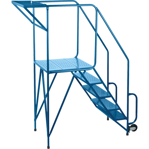 Mechanics/Maintenance Rolling Ladder, Steel, 5 Steps, 47" Platform Height Ontario Packaging