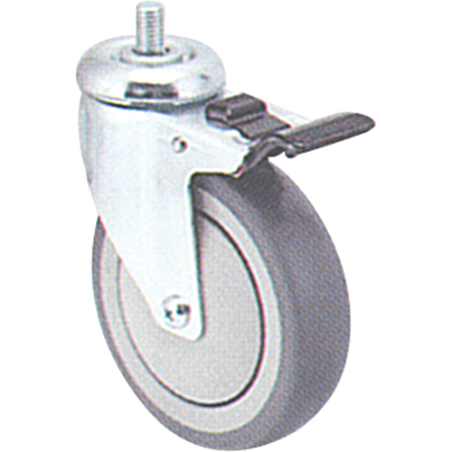 Zinc Plated Caster, Swivel with Brake, 5" (127 mm) Dia., 240 lbs. (108 kg.) Capacity Ontario Packaging
