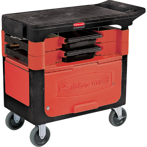 Chariots de travail Trades a/compartiment, 2 tiroirs, 38" lo x 19-1/4" la x 33-3/8" h, Noir Ontario Packaging
