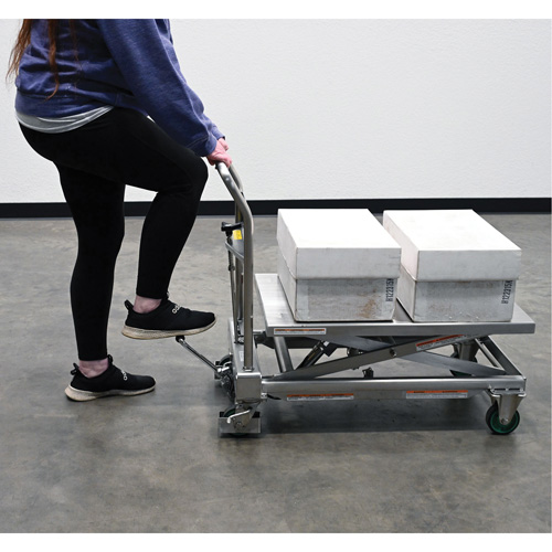 Hydraulic Scissor Lift Table, 31-1/2" L x 19-1/2" W, Stainless Steel, 550 lbs. Capacity Ontario Packaging