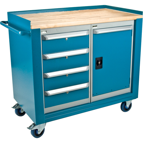 Industrial Duty Mobile Service Workbenches, Wood Surface Ontario Packaging