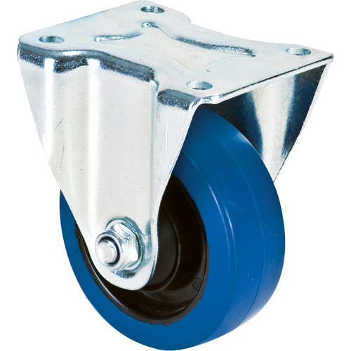 Blue Caster, Rigid, 4" (101.6 mm), Rubber, 350 lbs. (158.8 kg.) Ontario Packaging