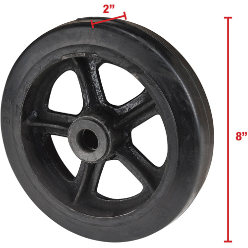 Mold-On Rubber Wheel, 8" (203 mm) Dia. x 2" (51 mm) W, 400 lbs. (181 kg.) Capacity Ontario Packaging