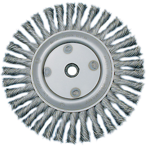 Knot Twisted Wire Wheel, 6" Dia., 0.02" Fill, 5/8"-1/2 Arbor, Steel Ontario Packaging