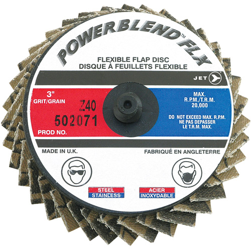 Powerblend FLX Roll-on Flap Disc, 3" x Type R, Z40 Grit, Zirconia Alumina Ontario Packaging