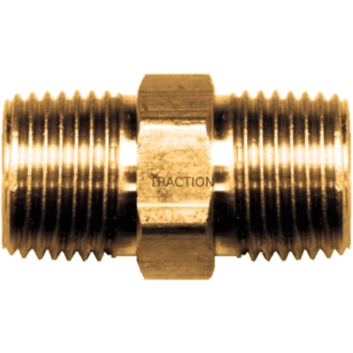 Hex Nipple, Brass, 3/8" x 1/4", NPT x NPT Ontario Packaging