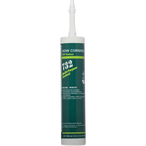 Scellant polyvalent &agrave; base de silicone Dowsil 732, 300 ml, Cartouche, Blanc Ontario Packaging