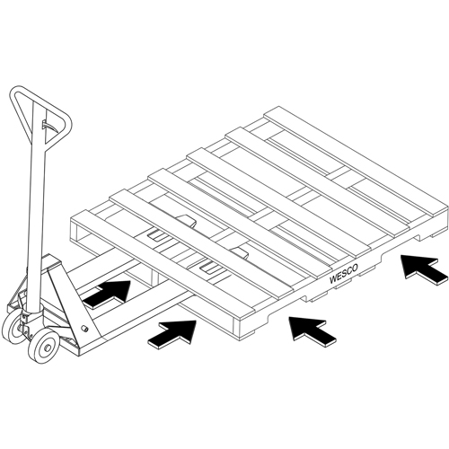 4-Way Hydraulic Pallet Truck, 48" L x 7" W, 4000 lbs. Capacity Ontario Packaging