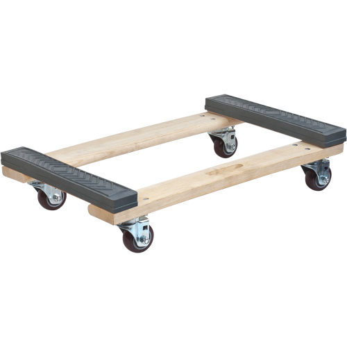 Rubber Ends Hardwood Dolly, Wood Frame, 18" W x 24" D x 7" H, 1000 lbs. Capacity Ontario Packaging