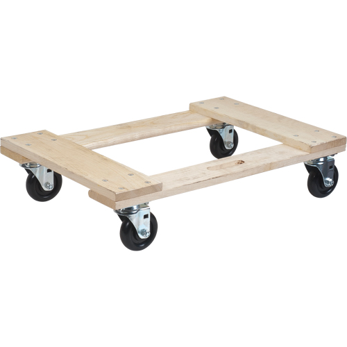 Hardwood Dolly, Polyolefin Wheels, 1000 lbs. Capacity, 18" W x 30" D x 7" H Ontario Packaging
