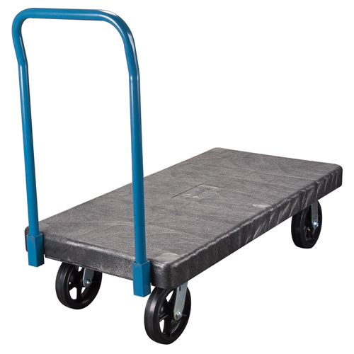Plastic Platform Trucks, 60" L x 30" W, 2000 lbs. Cap., Mold-on Rubber Wheels Ontario Packaging