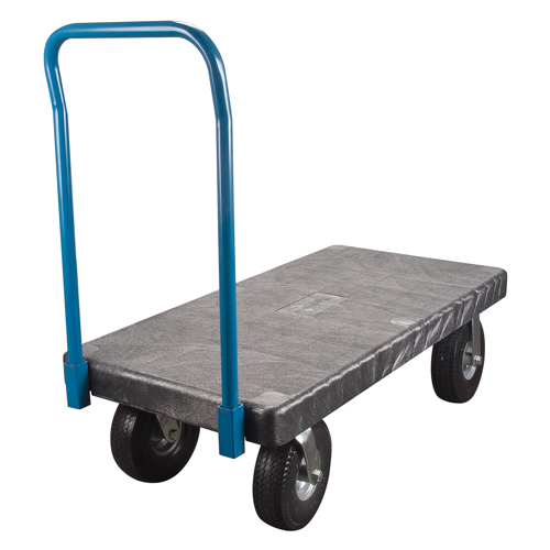 Plastic Platform Truck, 48" L x 24" W, 900 lbs. Cap., Flat Free Wheels Ontario Packaging