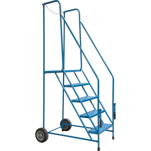 Escabeau roulant avec rails pour acc&egrave;s &agrave; une remorque, 4 marches, Largeur de la marche 22", Hauteur de la plateforme 37", Acier Ontario Packaging