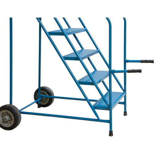 Escabeau roulant avec rails pour acc&egrave;s &agrave; une remorque, 4 marches, Largeur de la marche 22", Hauteur de la plateforme 37", Acier Ontario Packaging