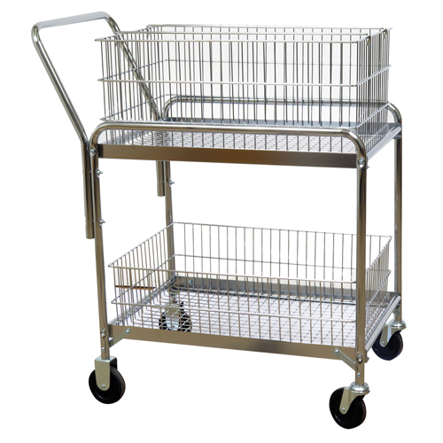 Chariot de bureau en treillis m&eacute;tallique pour le courrier, 200 lb Capacit&eacute;, Chrome, 20" p x 33" la x 37-1/2" h, Chrom&eacute; Ontario Packaging