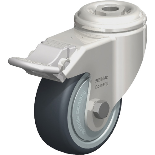 Roulette en &eacute;lastom&egrave;re thermoplastique acier inoxydable, Pivotant avec frein, Diam&egrave;tre 3-1/8" (79,5 mm), Capacit&eacute; 220 lb (100 kg) Ontario Packaging