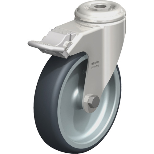 Stainless Steel Thermoplastic Elastomer Caster, Swivel with Brake, 5" (127 mm) Dia., 265 lbs. (120 kg.) Capacity Ontario Packaging