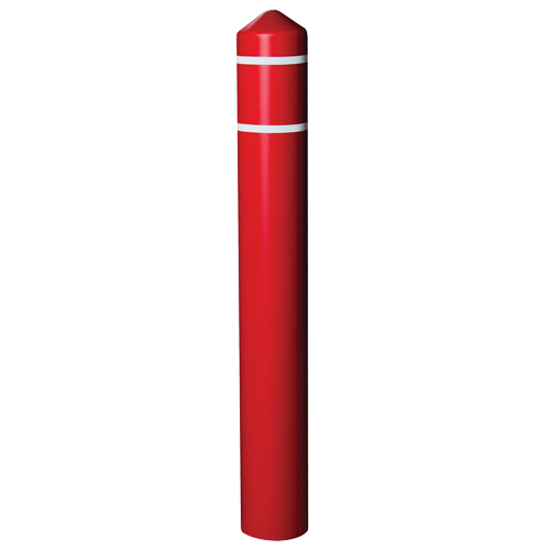 Smooth Bollard Cover With Reflective Stripes, 4" Dia. x 56" L, Red Ontario Packaging