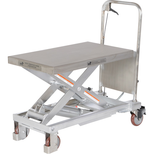 Manual Hydraulic Scissor Lift Table, 32-1/2" L x 19-1/2 W, Partial Stainless Steel, 1000 lbs. Capacity Ontario Packaging