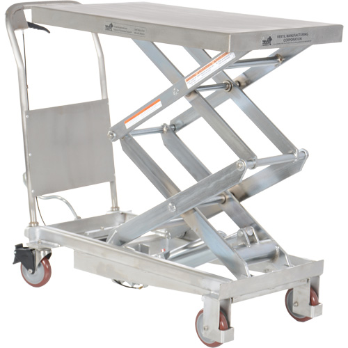Manual Hydraulic Scissor Lift Table, 35-1/2" L x 20" W, Partial Stainless Steel, 800 lbs. Capacity Ontario Packaging