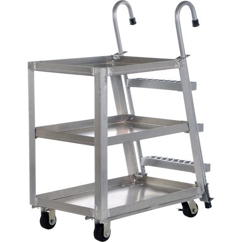 Stockpicker Truck, Aluminum, 21-7/8" W x 40" D, 3 Shelves, 660 lbs. Capacity Ontario Packaging