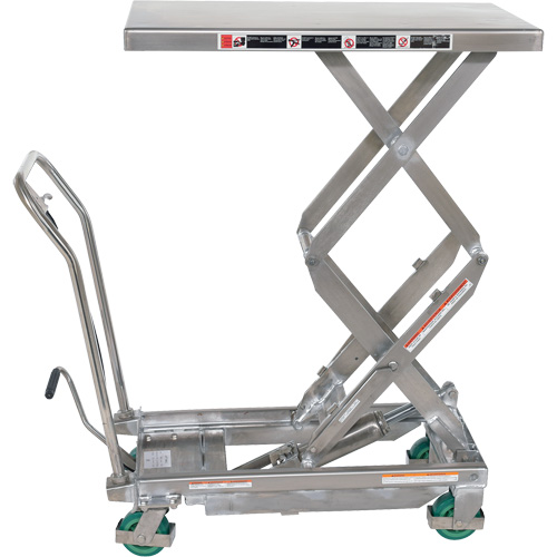 Manual Hydraulic Scissor Lift Table, 36-1/4" L x 19-3/8" W, Stainless Steel, 600 lbs. Capacity Ontario Packaging
